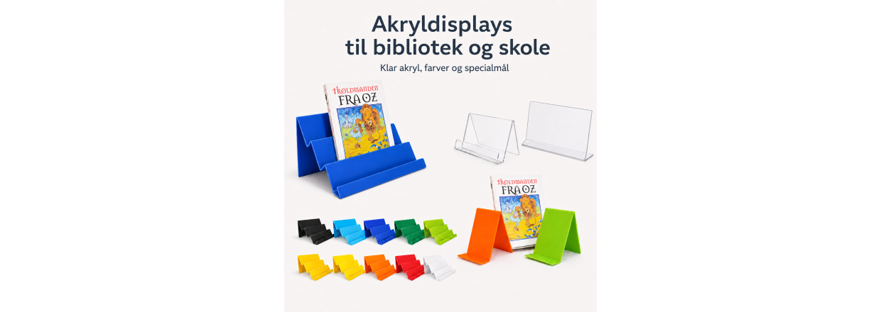 7 id�er til bogudstillinger med farvede akryldisplays