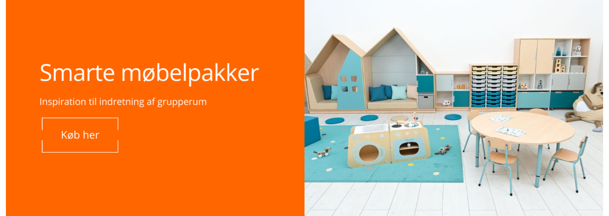 Skolembler og opbevaringsmbler til institutioner i turkis og beige