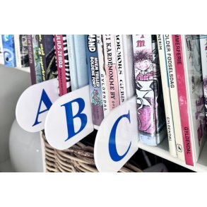 Skilte og alfabets�t til biblioteker