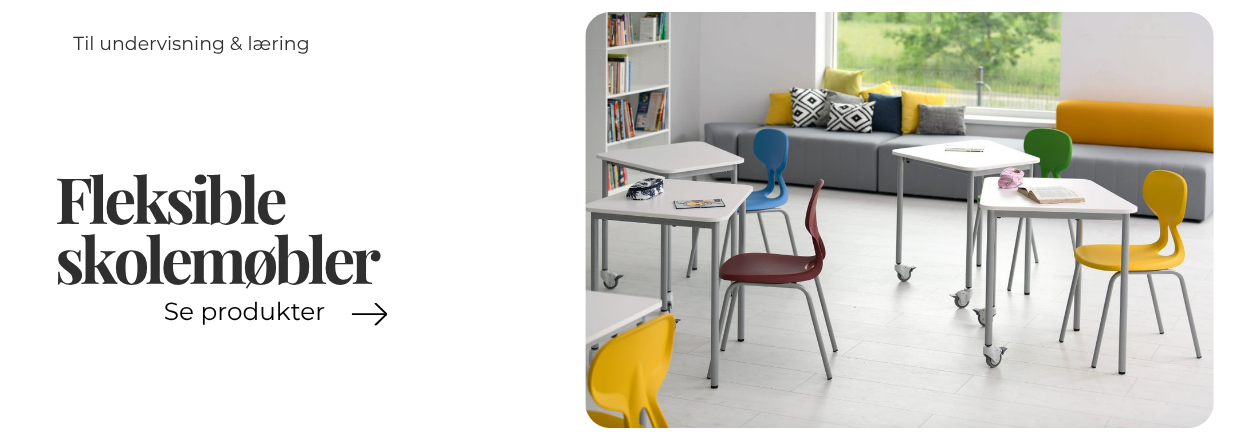 biblioteksmøbler med borde og stole til læseplads i bibliotek