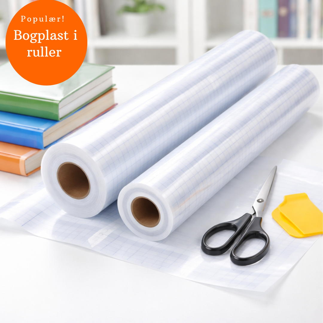 Køb bogplast i ruller - bibshop selvklæbende bogplast i ruller