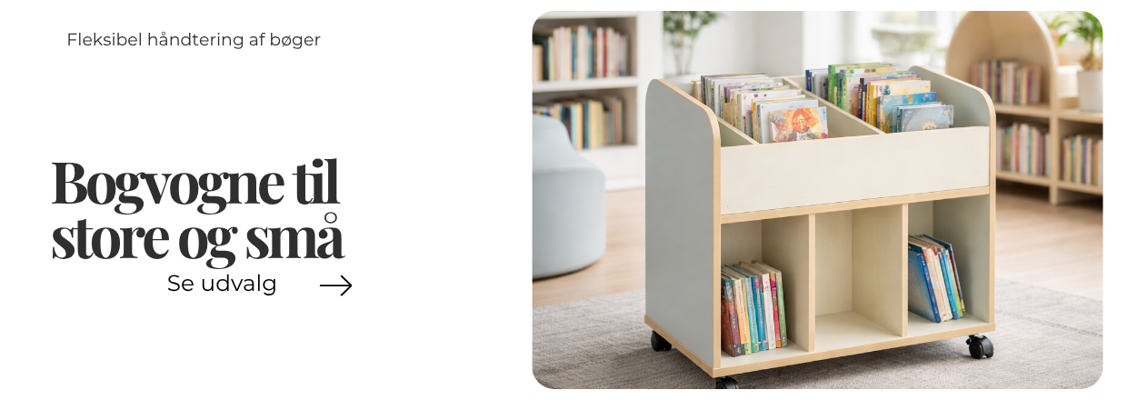 bogvogne til transport af b&oslash;ger i bibliotek og skole