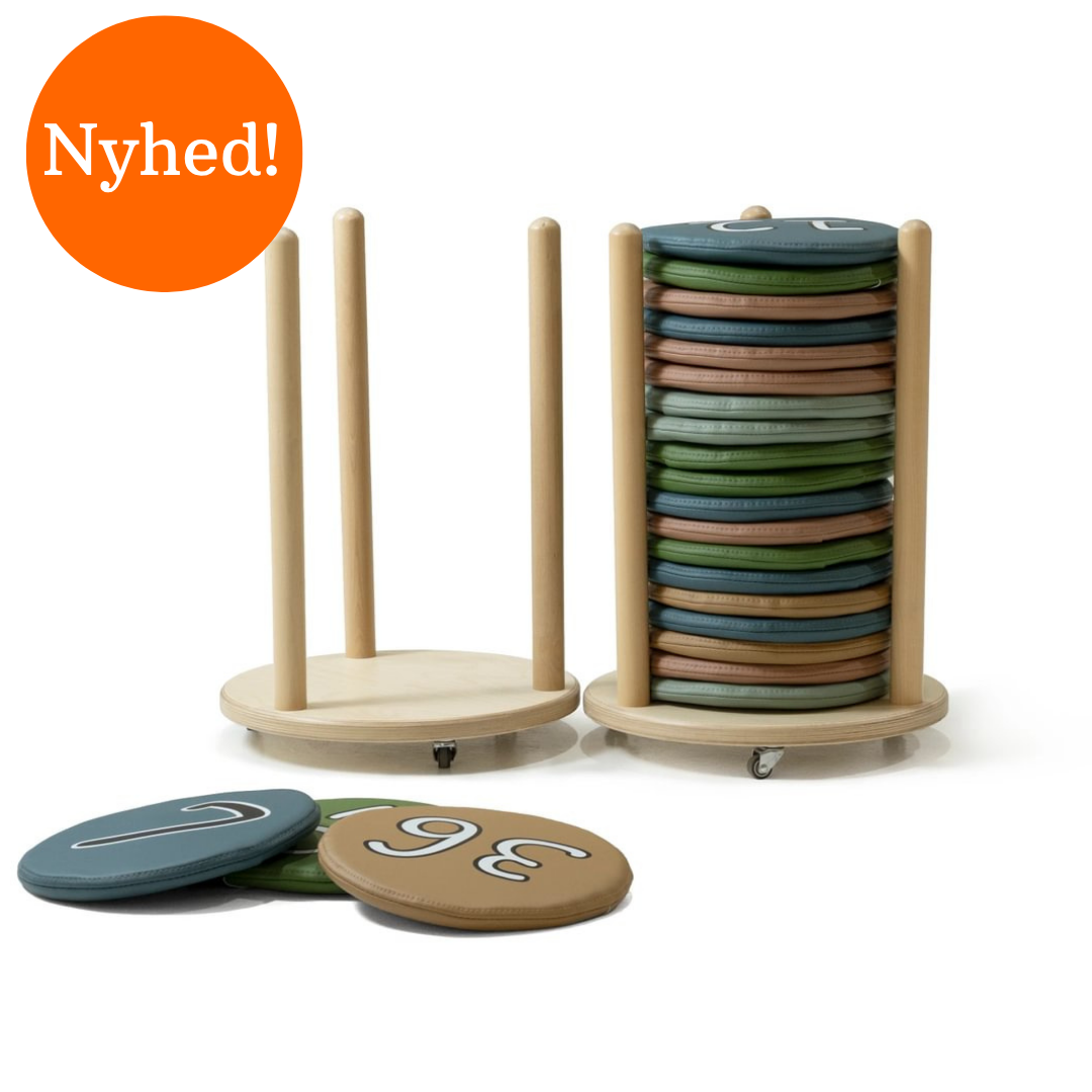 Siddepuder med tal Siddepuder til gulv i flotte farver - med tal