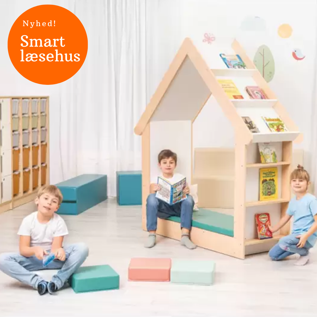 Smart læsehus med hylder på taget - bibshop