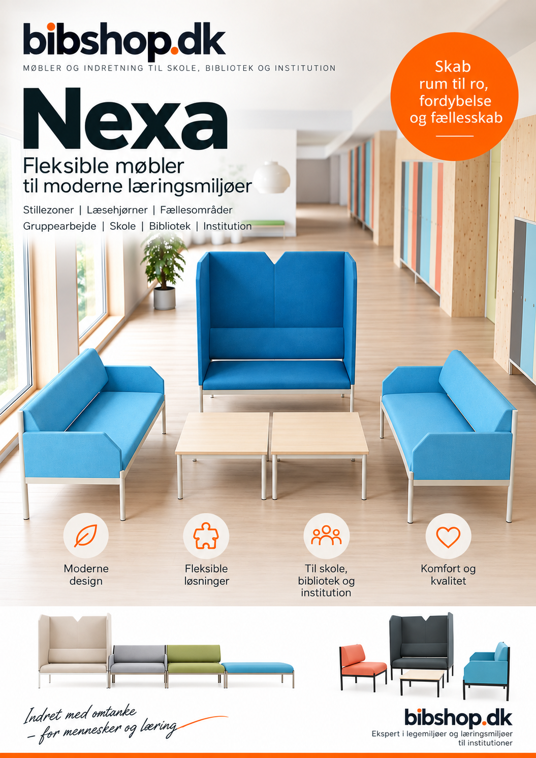 Nexa loungemøbler til skole, bibliotek og institution