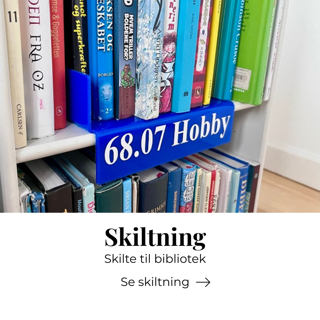 Skiltning og skillestøtter til bibliotek