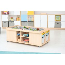 Legebord med opbevaring - rektangulrt, hjde 57 cm, ahorn