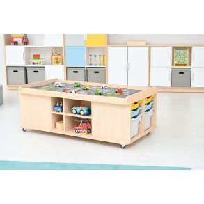 Legebord med opbevaring - rektangulrt, hjde 57 cm, ahorn