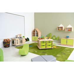 Legebord p hjul, firkantet, H 57, ahorn