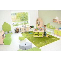 Legebord p hjul, firkantet, H 57, ahorn