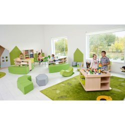 Legebord p hjul, firkantet, H 57, ahorn