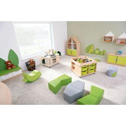 Legebord p hjul, firkantet, H 57, ahorn