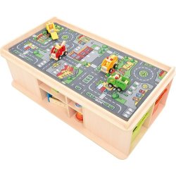 Legebord med opbevaring - rektangulrt, hjde 57 cm, ahorn