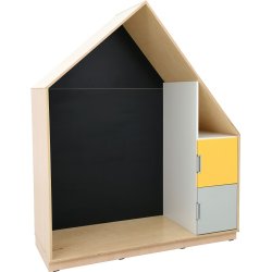 Legehus med sort magnetisk tavle