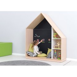 Legehus med sort magnetisk tavle