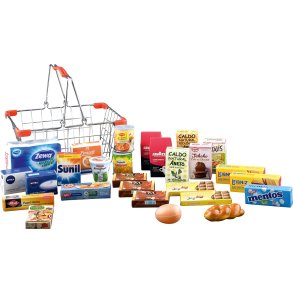 Indkbskurv i metal med varer