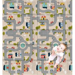 Stor foldemadras i skum med bymotiv