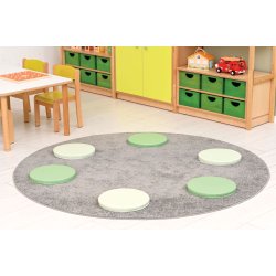 Gulvtppe til brn - ensfarvet og rundt