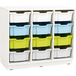 Opbevaringsreol med 12 opbevaringsbokse