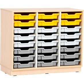 Reol med 24 plastikskuffer