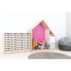 Opbevaringsreol med 40 plastskuffer