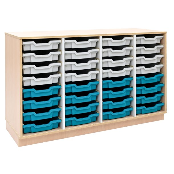 Quadro opbevaringsreol med 32 plastkasser