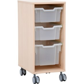 Opbevaringsreol med farvede plastskuffer til skole og institution