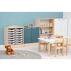 Reolst Grande 82, D &#8203;&#8203;38/48, ahorn, lger petroleum/hvid