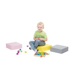 Pudevogn med 10 siddepuder i pastelfarver