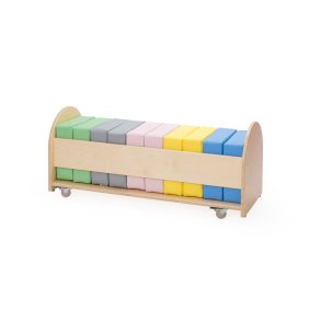 Pudevogn med 10 siddepuder i pastelfarver