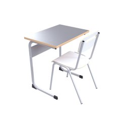 Hvidt skolebord og stol