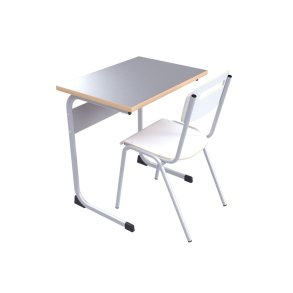 Hvidt skolebord og stol