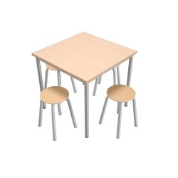 Mila skolebord og taburetter 80 x 80 cm