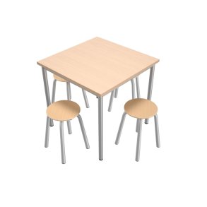 Mila skolebord og taburetter 80 x 80 cm