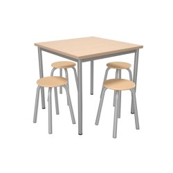 Mila skolebord og taburetter 80 x 80 cm