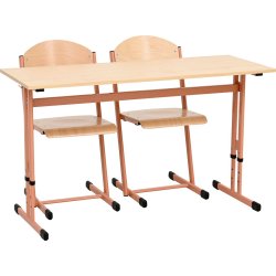 Skolebord - st med 2 stole, laksefarvet