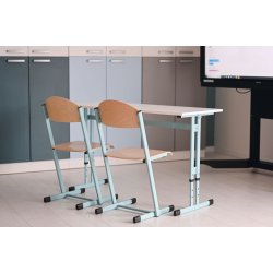 Skolebord - sæt med 2 stole, lyseblåt