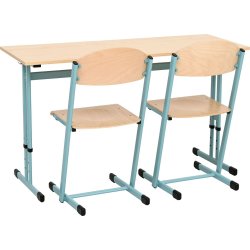 Skolebord - sæt med 2 stole, lyseblåt