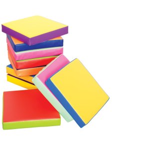 Firkantede skumpuder med farvede kanter -10 stk.