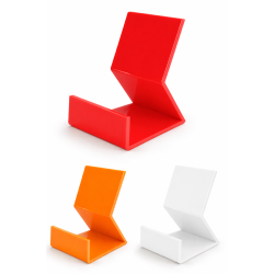 Orange akryl bogholder til udstilling af b�ger i bibliotek og skole