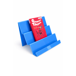 Bl� akryl trappe til udstilling af b�ger og brochurer i bibliotek og institution