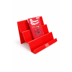 R�d akryl trappe til pr�sentation af b�ger og materialer i bibliotek og skole