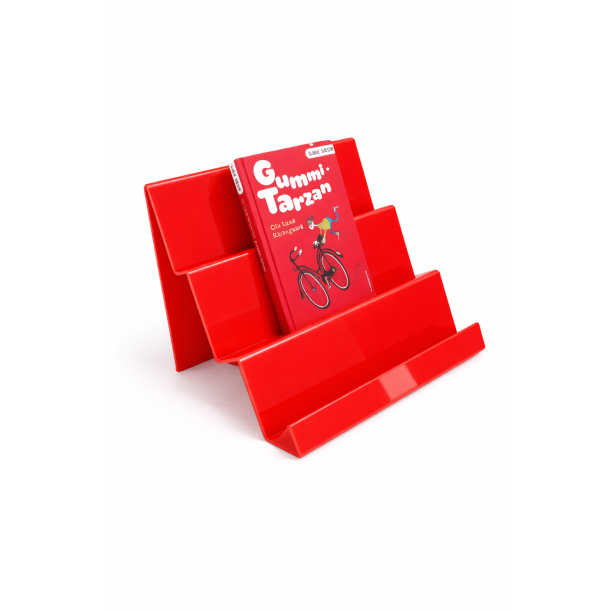 R�d akryl trappe til pr�sentation af b�ger og materialer i bibliotek og skole