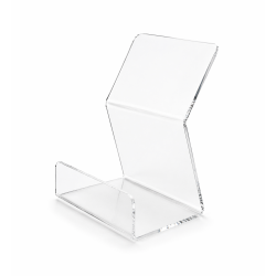 Bogdisplay i akryl til tykke b�ger &ndash; stabil skr�hylde til bibliotek og skole