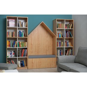 Bibliotekspakke Chill-out lsehjrne med sofa & reoler