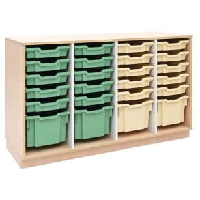 quadro-opbevaringsreol-24-plastkasser-pastelgroen-beige