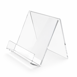Brochureholder i klar akryl A5 liggende til pr�sentation af brochurer i bibliotek og skole