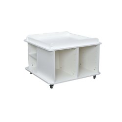 Legebord p� hjul, firkantet, H 57, hvid