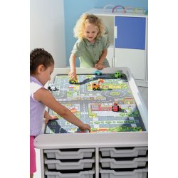 Legebord med opbevaring - rektangul�rt, h�jde 57 cm, hvid