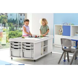 Legebord med opbevaring - rektangul�rt, h�jde 57 cm, hvid